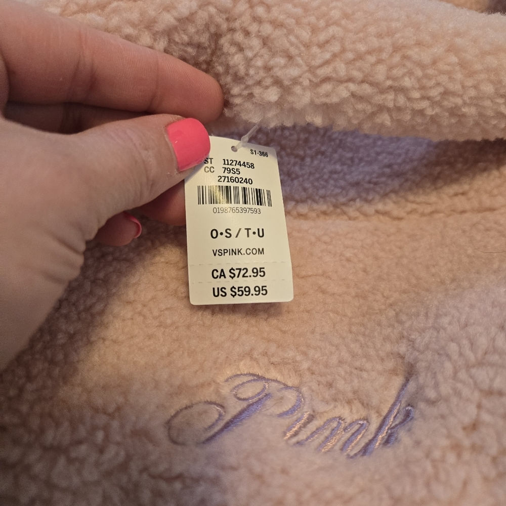 Victorias Secret Blush Pink Tote Bag Fuzy Sherpa Shopper Handbag Baby Pink New - Picture 2 of 11